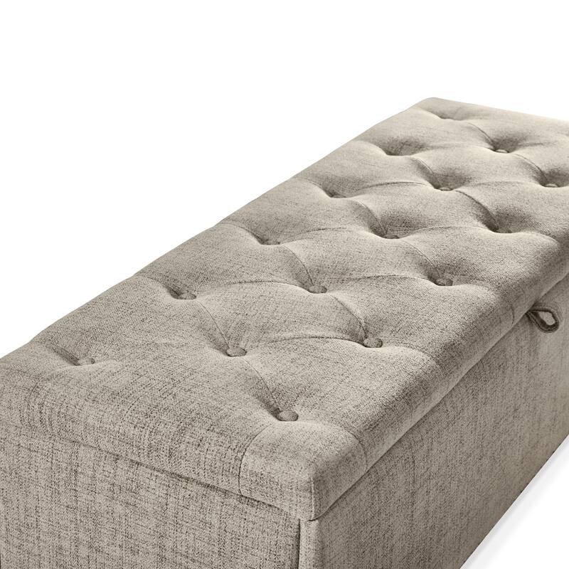DH Basic Modern Brian 48-inch Rectangular Linen Storage Ottoman Bench by Denhour