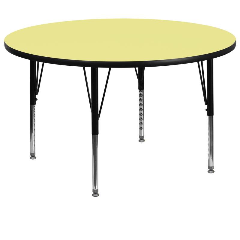 60'' Round Thermal Laminate Activity Table - Adjustable Short Legs - Yellow