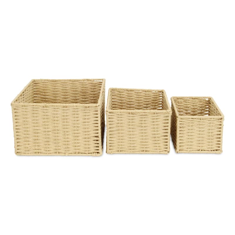 Laelia Light Brown Woven Rope Rectangular Baskets (Set of 3)