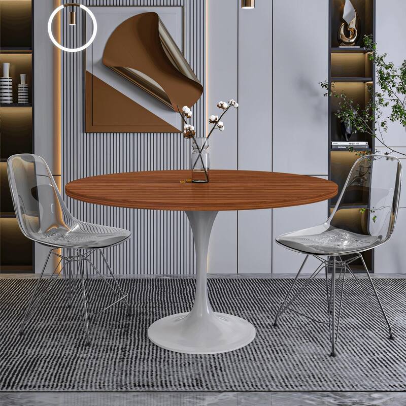 Verve 48" Round Dining Table with MDF Top and White Steel Base - 47.24