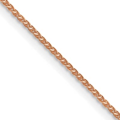 Curata 14k Rose Gold Diamond Cut 0.8mm Wheat Spiga Chain Necklace (Lobster) Option 16 18 20 24