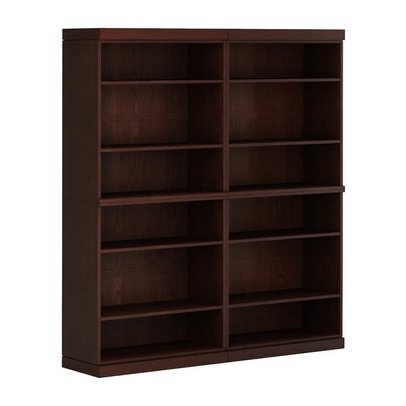 Palace Imports Premium 100% Solid European Oak Hardwood 12-Shelf Modular Bookcase - 64" Wide, 71.5" Tall