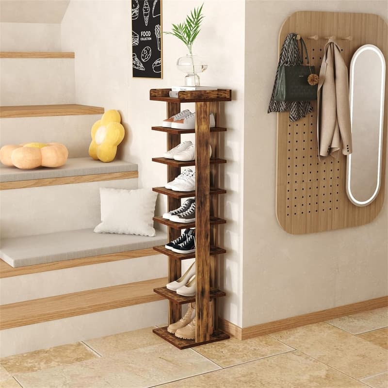 7Tier Wood Shoe Rack - 11.02"D x 11.02"W x 45.07"H