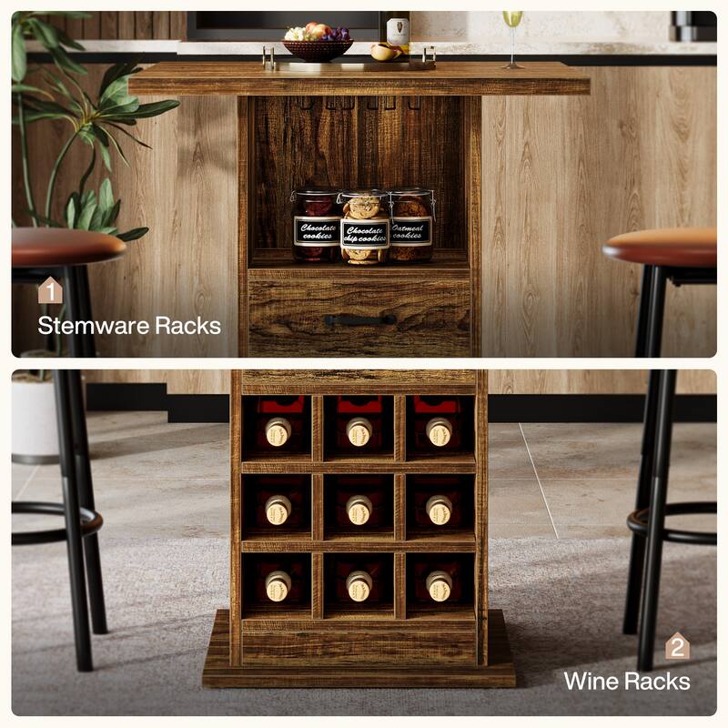 Bar Unit, Bar Cabinet with Storage & Wine Rack, Liquor Console Accent Table, Home Living Room Kitchen