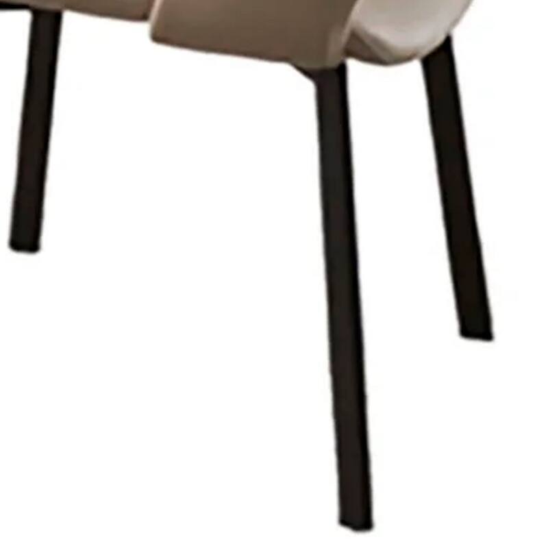 Black/Beige Faux Leather Upholstered Metal Frame Dining Chair, Set of 2, Sturdy Dining Chair for Dining Rooms - 21.75