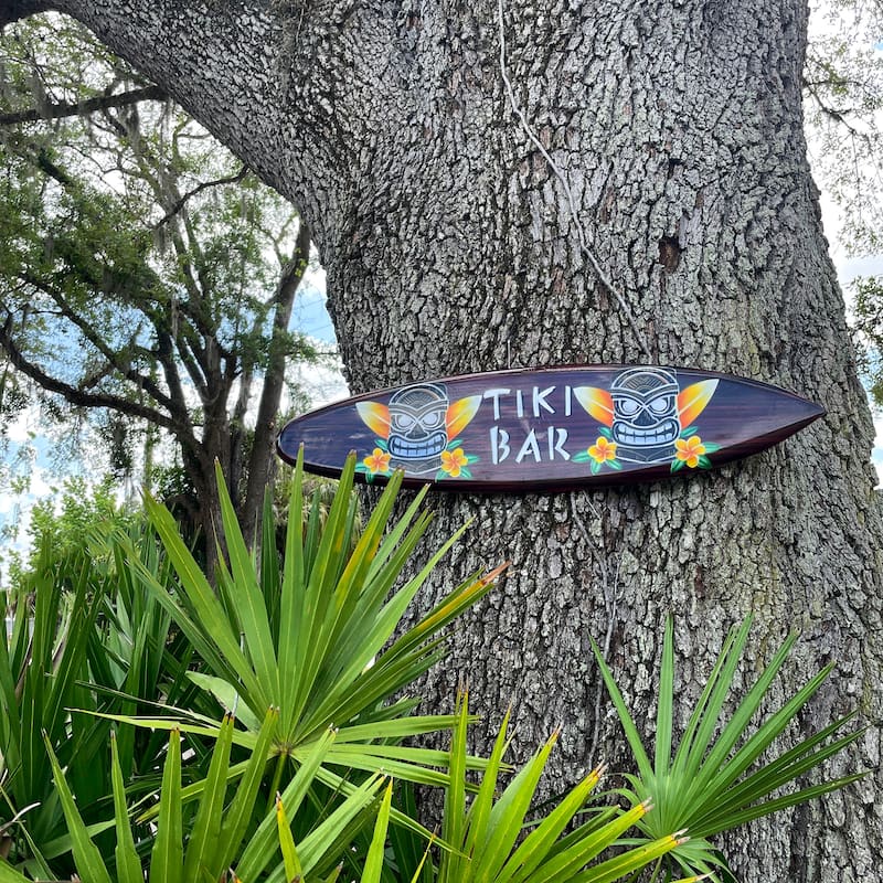 Wooden Tiki Bar Surfboard Wall Decor 39.5" Decorative Beach Sign Art