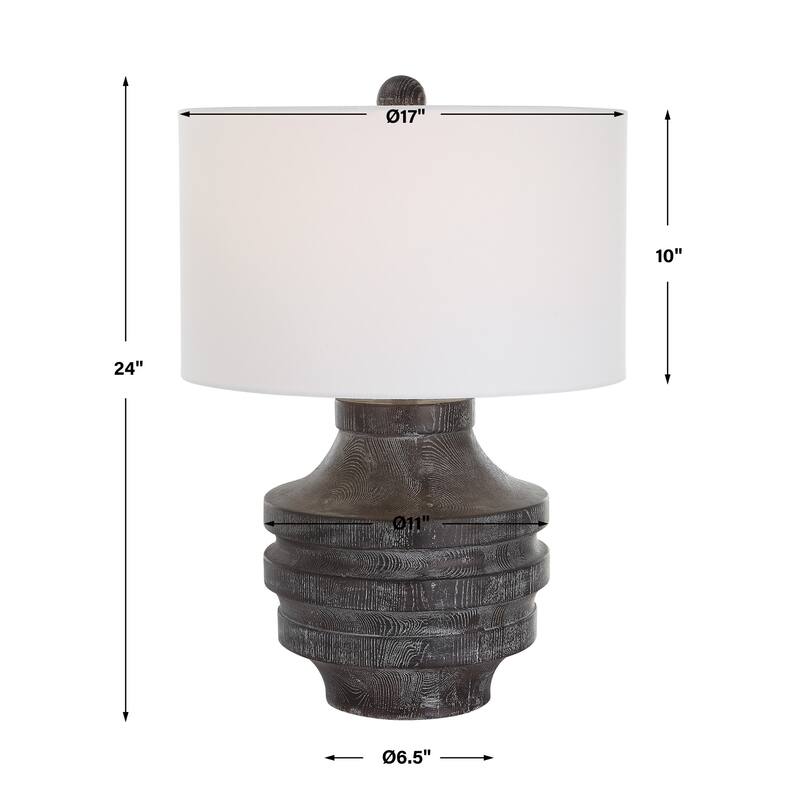 Timber Style Carved Table Lamp - 24"