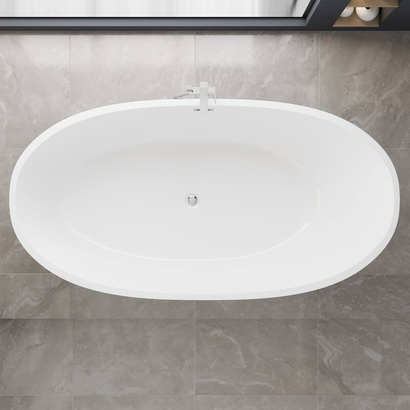 Eviva Sarah 67" Glossy White Acrylic Freestanding Bathtub