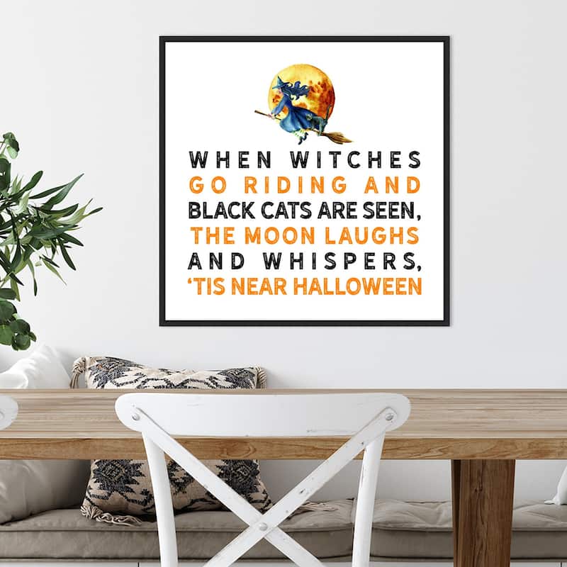 Amanti Art Tis Near Halloween Witch Framed Canvas Wall Art