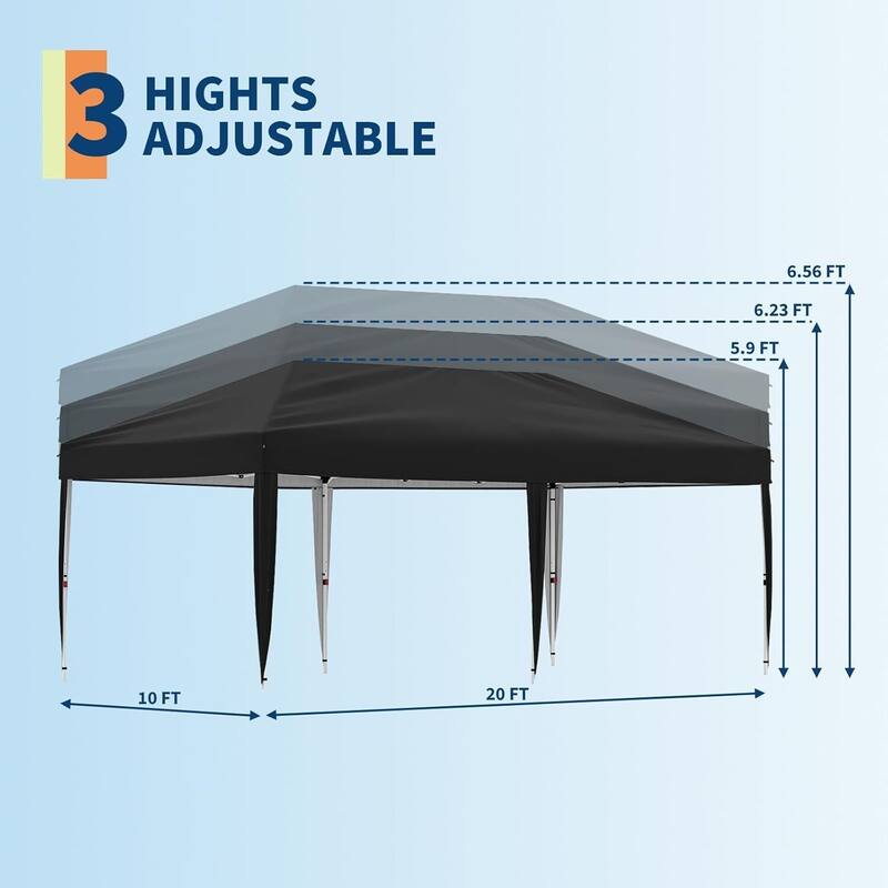 Portable Outdoor 10x20 Pop Up Canopy Tent for Picnics, Camping