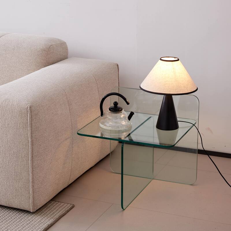 Tempered Clear Glass SideTable, Small Tea Table, Night Stand Tempered Glass