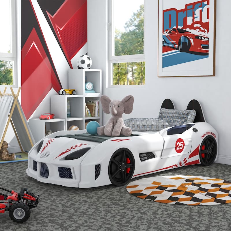 La Vetta Modern Twin Kid Platform Car Bed with LED Lights and Handheld Remote by Furniture of America