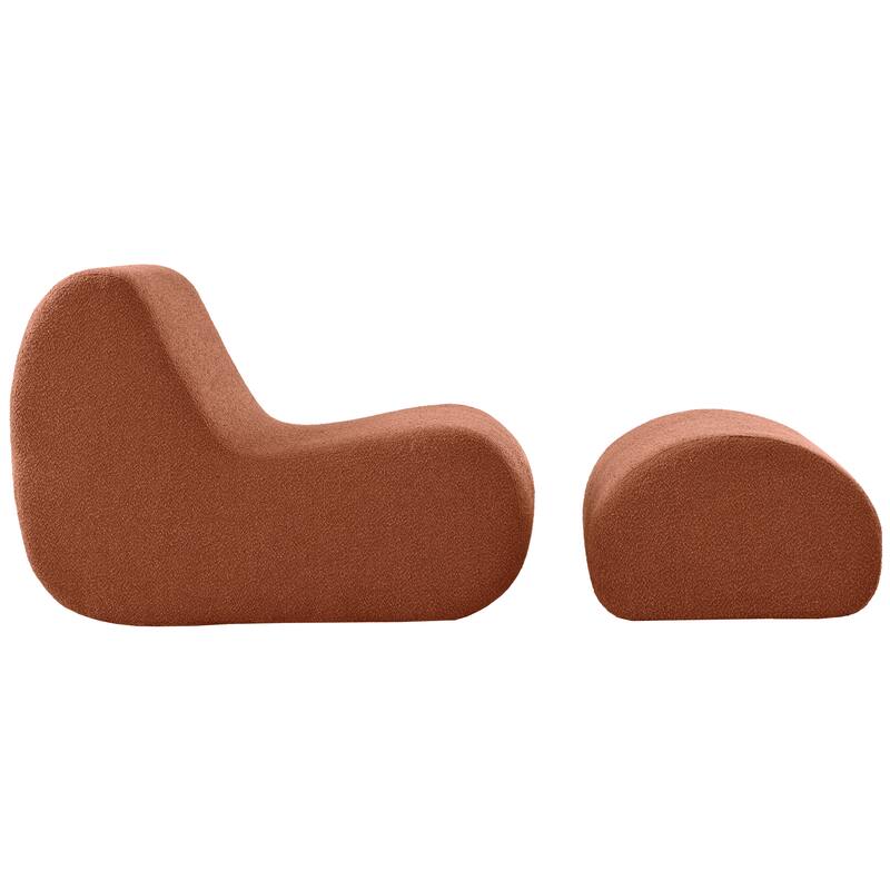 Elegant Accent Chair with Ottoman,Stylish Curved Design and Minimalist Lines for Ultimate Comfort, High-Resilience Foam