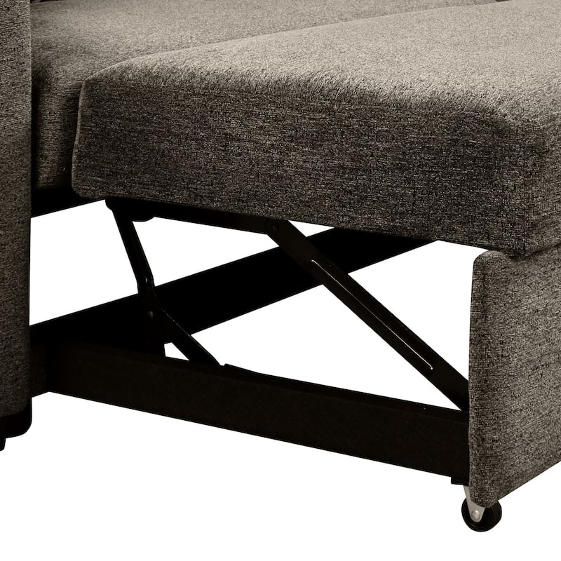 95" Velvet Sectional Sofa with Storage Chaise and 2 Stools and Reversible L-Shape Sofa Bed