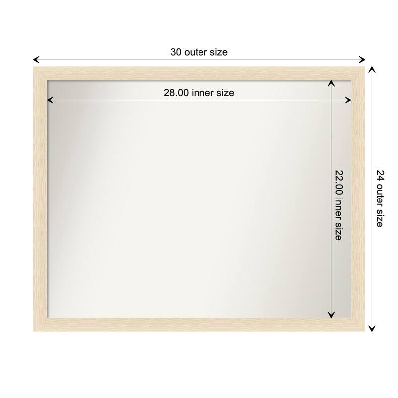 Woodgrain Stripe Non-Beveled Wood Framed Bathroom Vanity Wall Mirror - Woodgrain Stripe Blonde - Glass Size 28x22