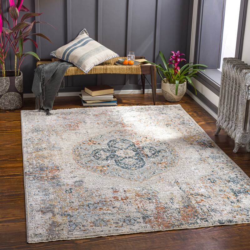 Artistic Weavers Vashti Traditional Area Rug - 5'3" Round - Rust/Teal
