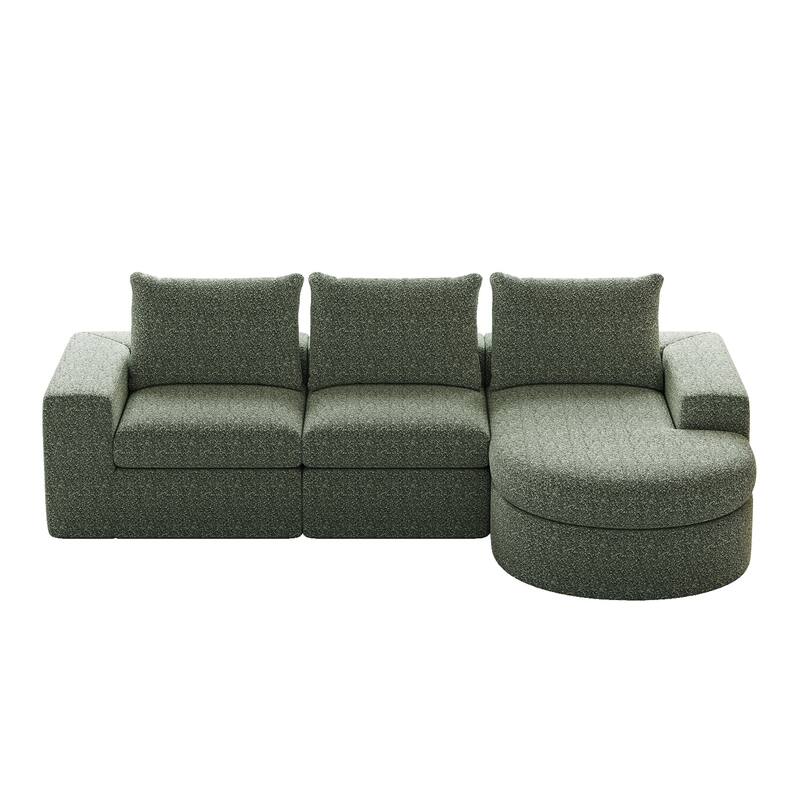 99" L-Shaped Chenille Sectional - 3-Piece Modular Cloud Sofa with Chaise, No Assembly Required