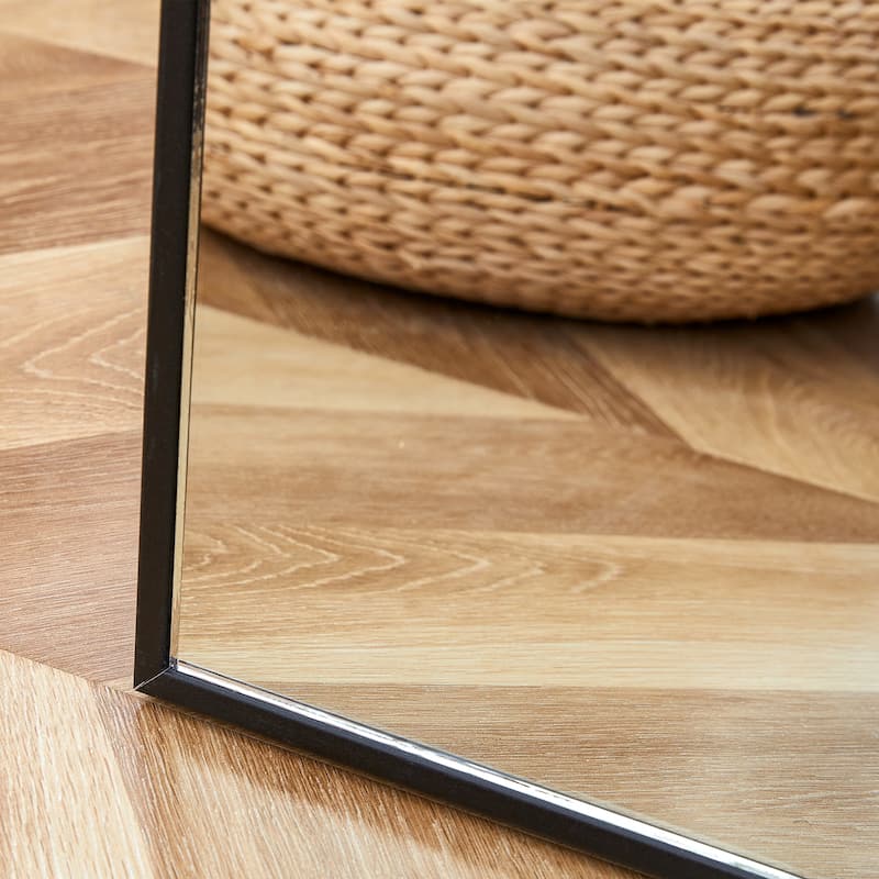 Roomfitters Full-Length Mirror with Black Solid Wood Frame, 71"x31.4" Floor Standing or Wall-Mounted Dressing Mirror