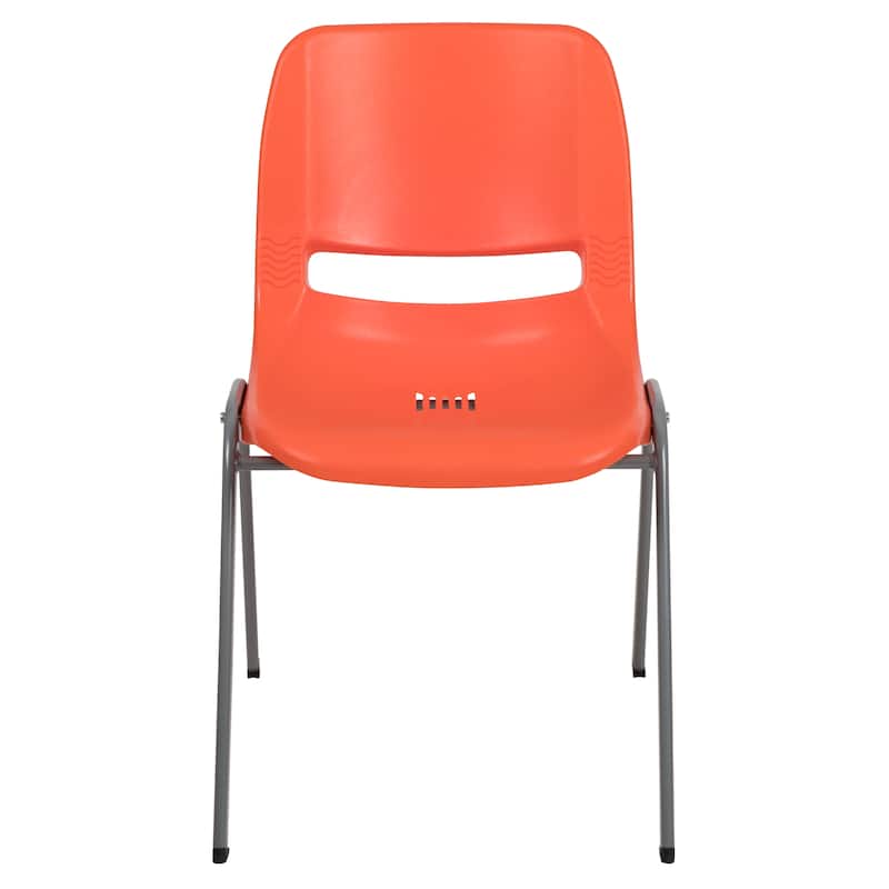 5 Pack 880 lb. Capacity Ergonomic Shell Stack Chair with Metal Frame - 23.5"D x 19.25"W x 32"H