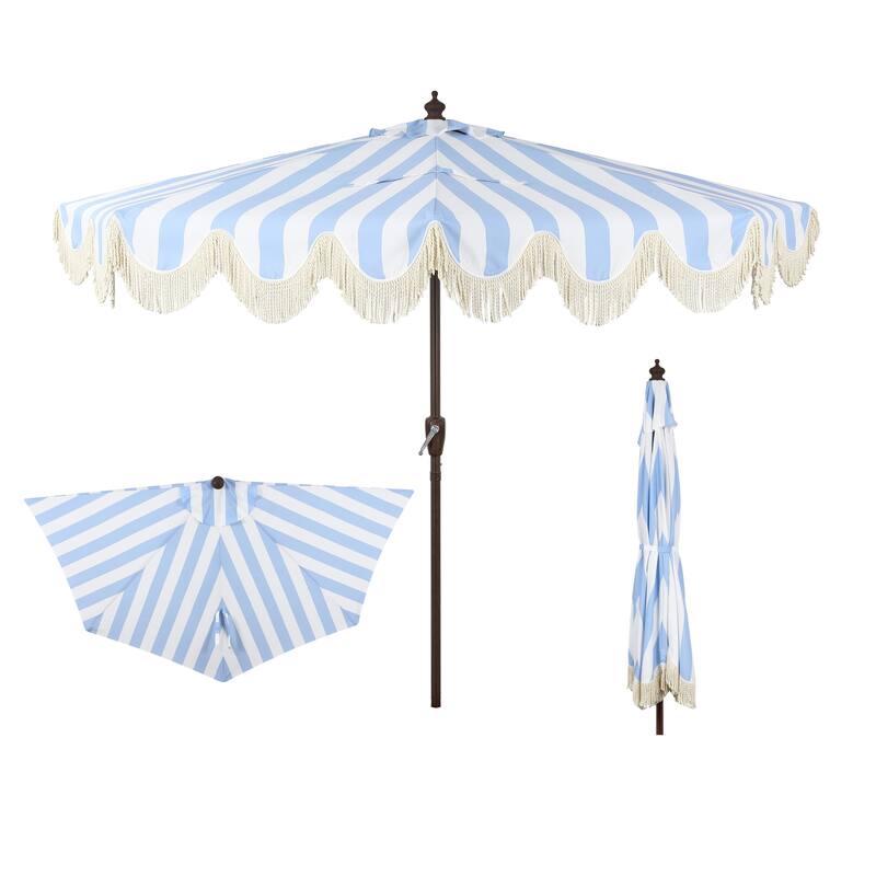 9ft Half Market Umbrella, Scalloped, Crank, Tilt, UV, by JONATHAN Y