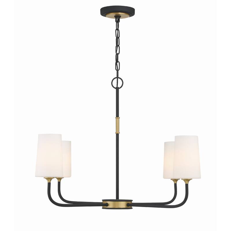 Niles 4 Light Black Forged & Modern Gold Chandelier - 34"W x 22.25"H