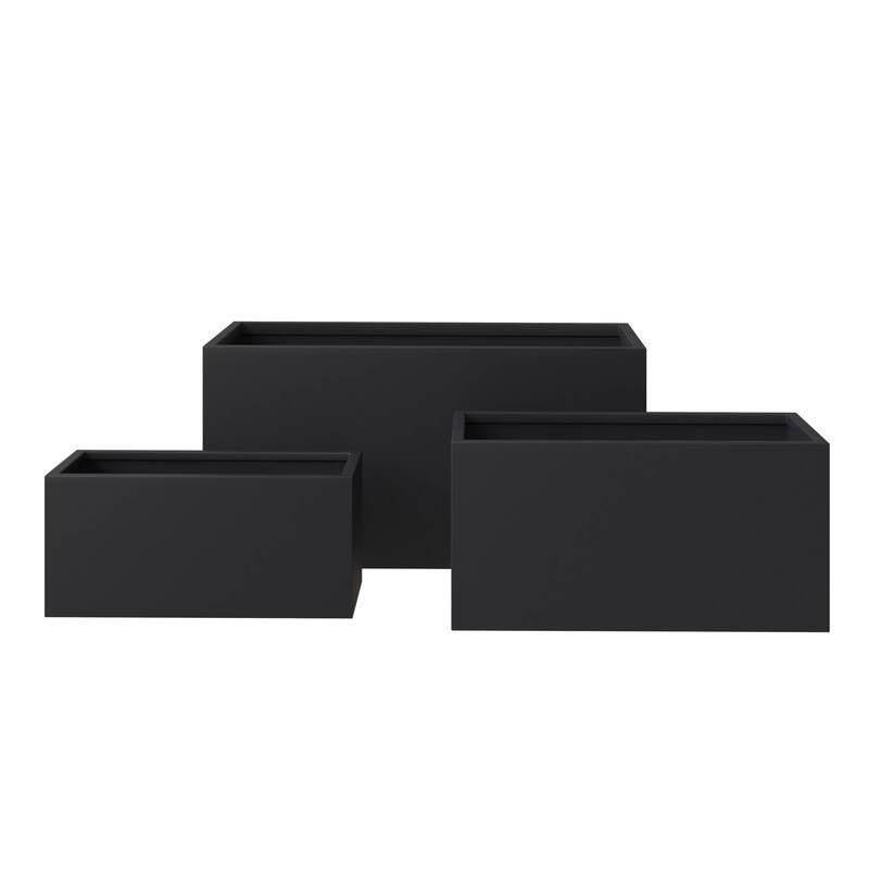 Bloom 3-Piece Rectangular Fiberstone and MGO Clay Planter Pot Set