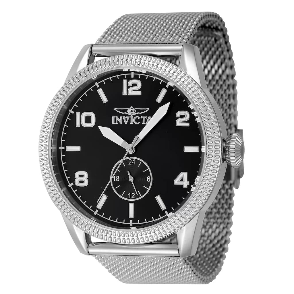 Invicta Men's 47134 Vintage Quartz 3 Hand Black Dial Watch