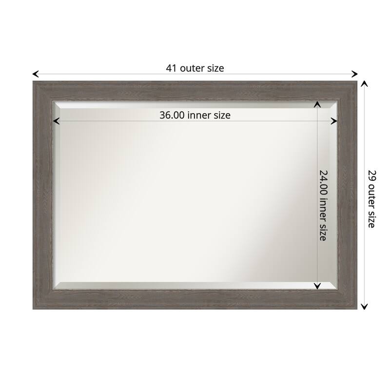 Beveled Bathroom Wall Mirror - Alta Brown Grey Frame - Alta Brown Grey - Outer Size: 41 x 29 in
