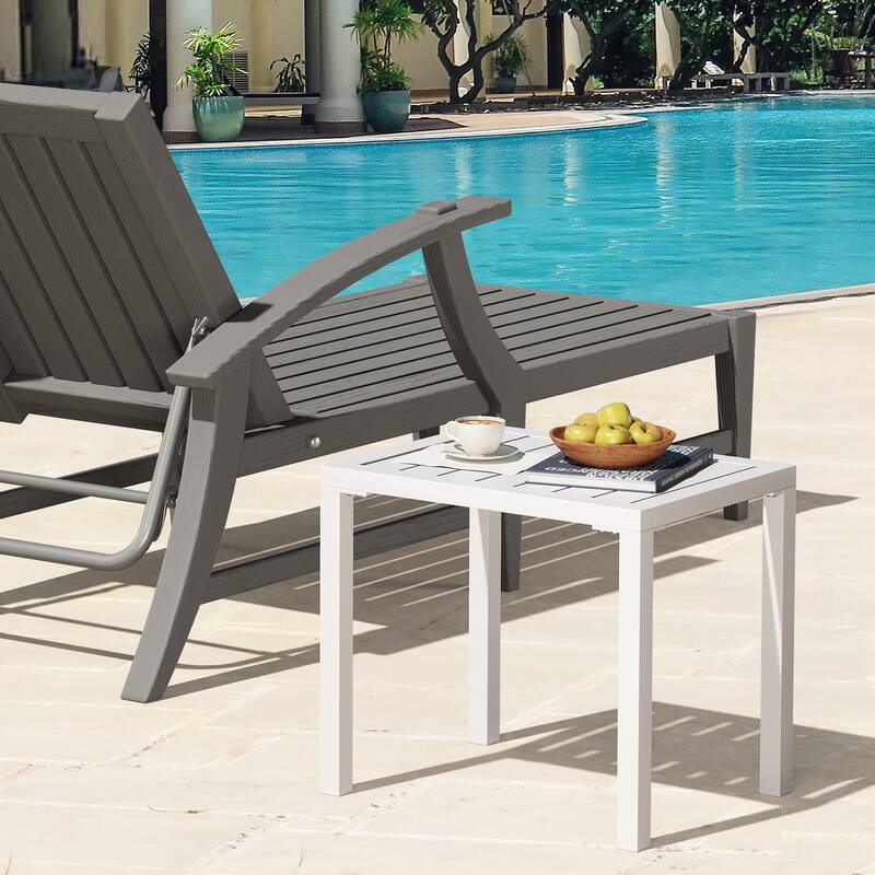 Pellebant Outdoor Aluminum Patio Side Table Rectangular End Table - 18.1 in L* 13.8 in W * 15.7 in H