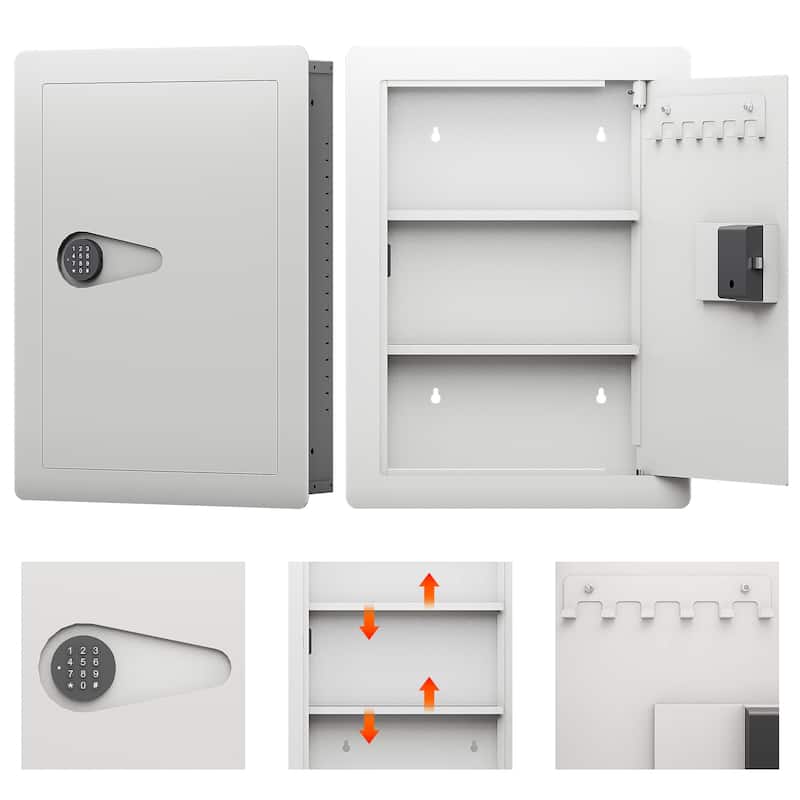 Roomfitters Hidden In-Wall Safe with Digital Keypad and Removable Shelves, Heavy Duty Steel Security