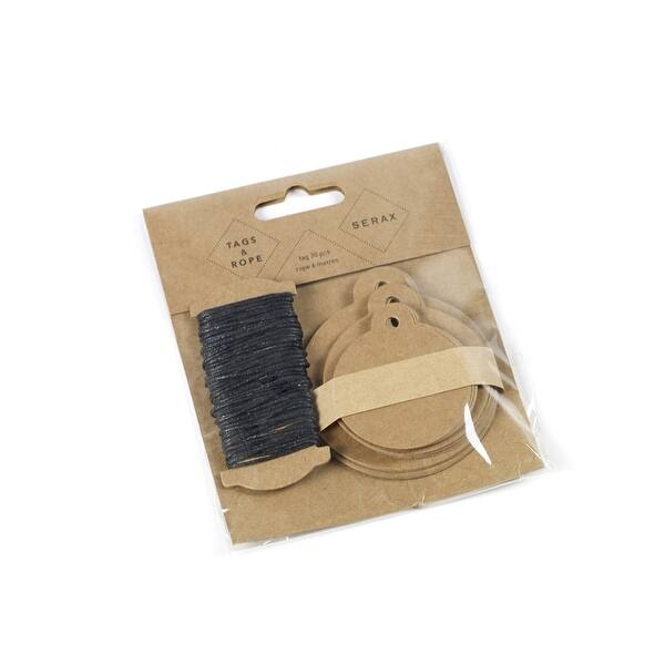 Tag & Rope Feeling (30 Tags Kraft / 6M Rope Black) -A - Bed Bath ...