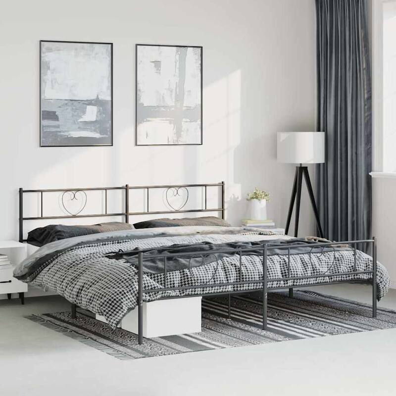 vidaXL Metal Bed Frame, No Mattress - Black 81.5" x 78" x 35.4"