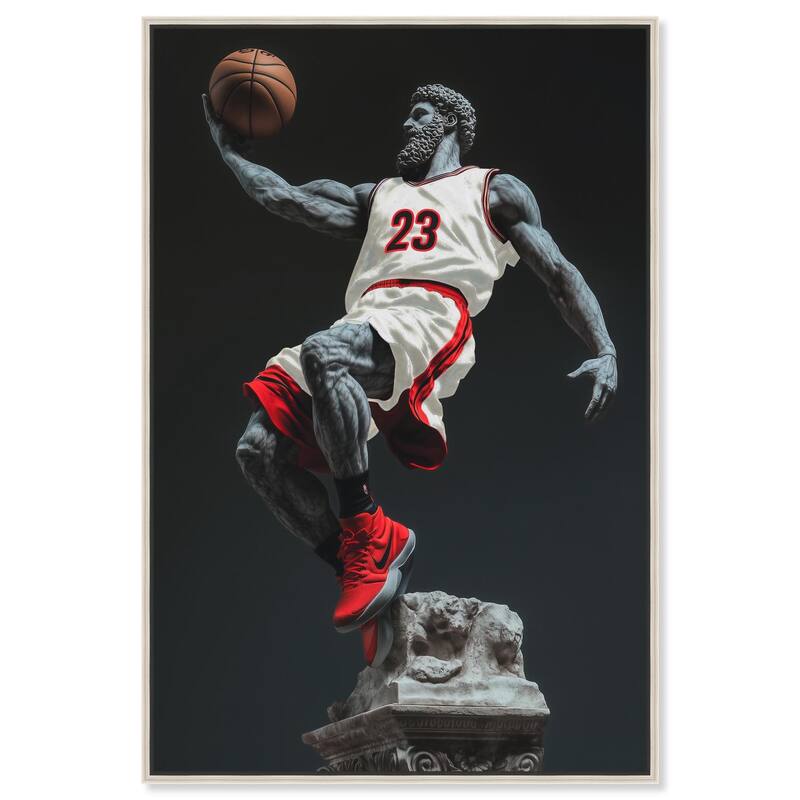 Basketball White Uniform Canvas by Art Remedy - Silver - 30" x 45"
