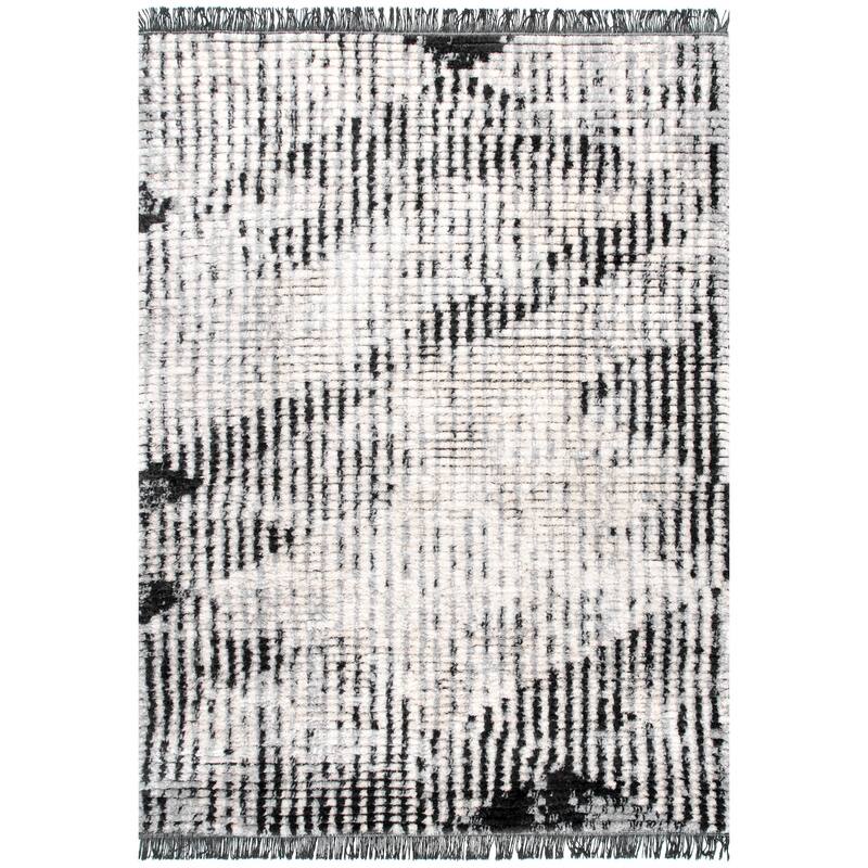 Nuloom Mandi Soft Shag Abstract Fringe Area Rug