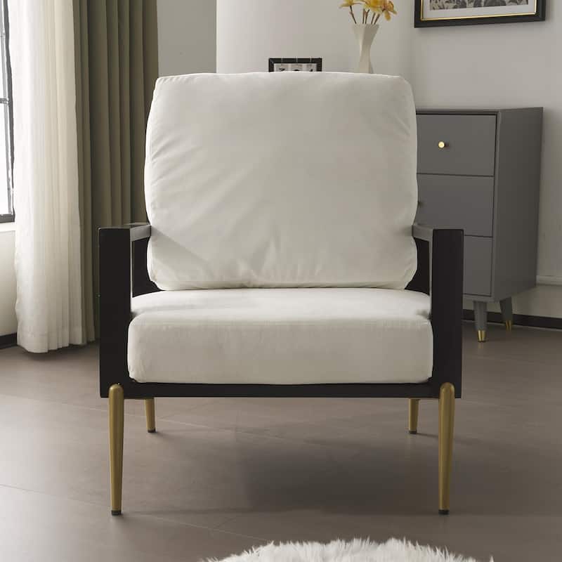 Low Back Accent Armchair with Gold Metal Legs