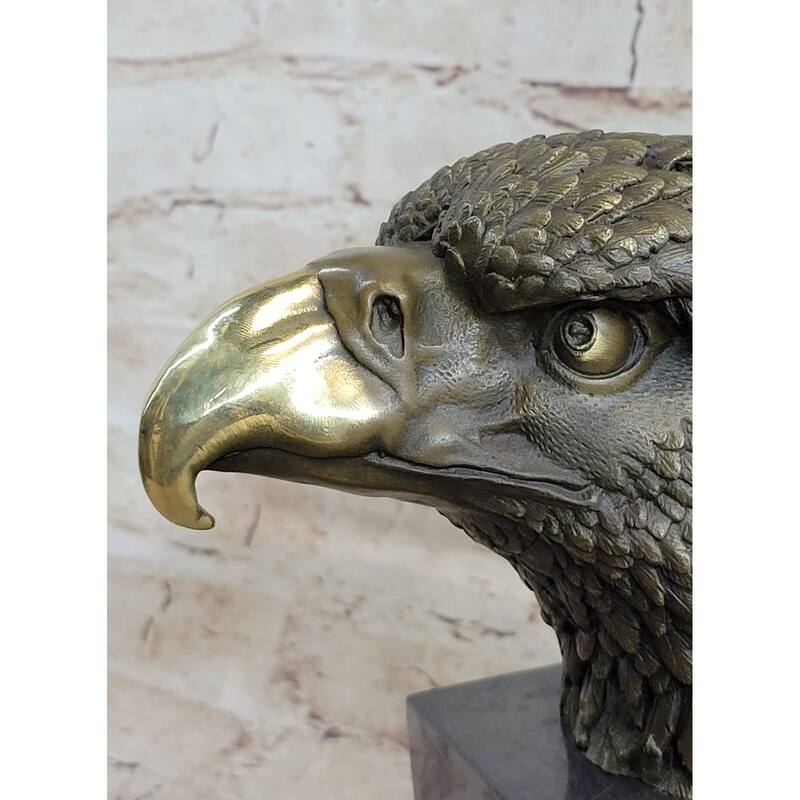 Bust American Bald Eagle Bronze Marble Sculpture Statue Figurine Art Deco Figure