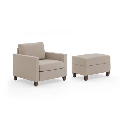 Homestyles Dylan Tan Fabric Armchair and Ottoman - 34' x 32' x 35'