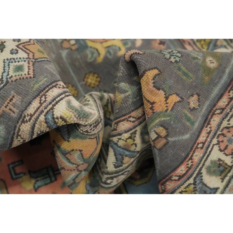 Hand Knotted Oriental 100% Wool Carpet Traditional Floral Coral Tabriz Area Rug - 12' 8'' X 9' 7''