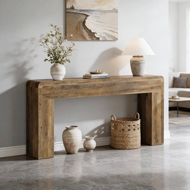 Rustic Wooden Console and Sofa Table - Brown