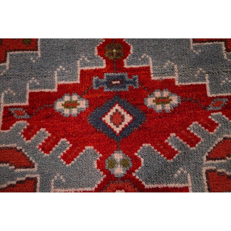 Geometric Kazak Indian Area Rug Handmade Wool Carpet - 4'0"x 5'11"