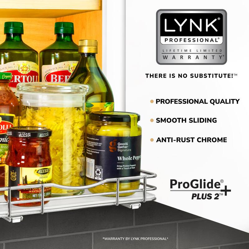 ® Pull Out Spice Rack Organizer for Cabinet - 10-1/4 inch Wide - Slide Out Rack - Sliding Spice Organizer Shelf - Chrome