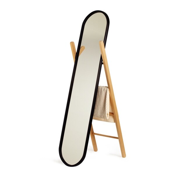 Hub Floor Length Mirror with Storage Rack - Black/Natural. Opens flyout.