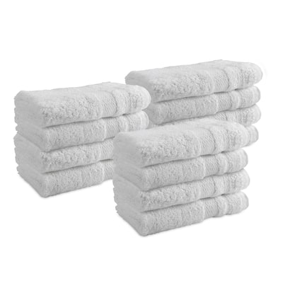 Magellan Soft Ring Spun Cotton White Towels - Set of 12