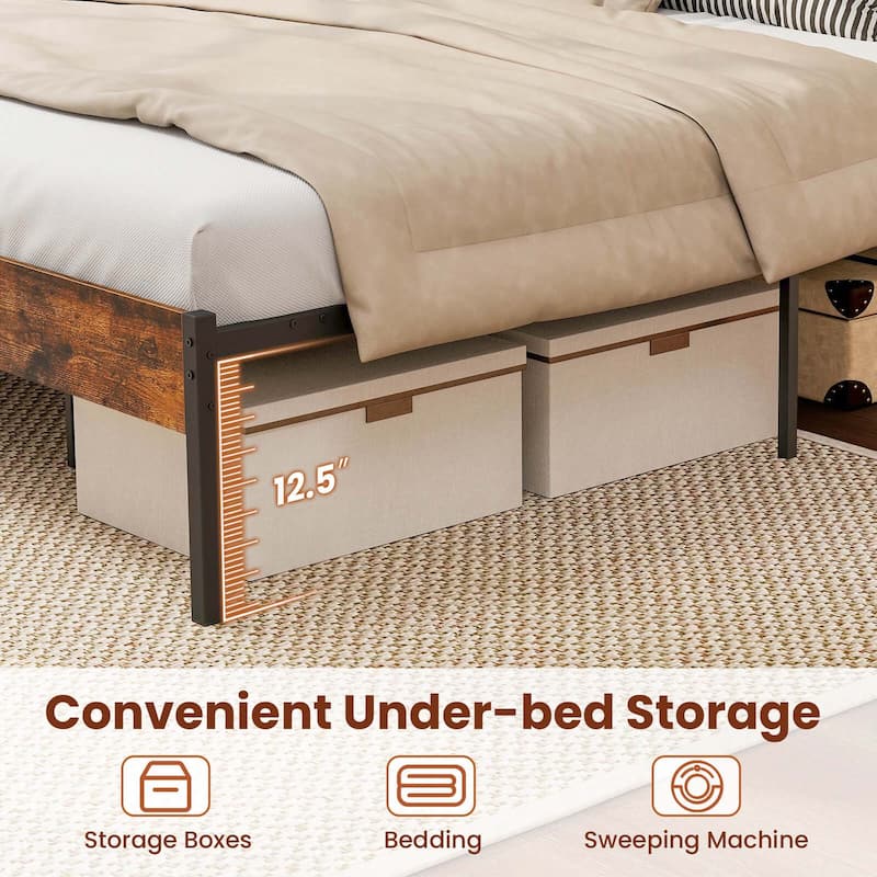 Twin/Full/Queen/King Size Metal Platform Bed Frame w/ Headboard