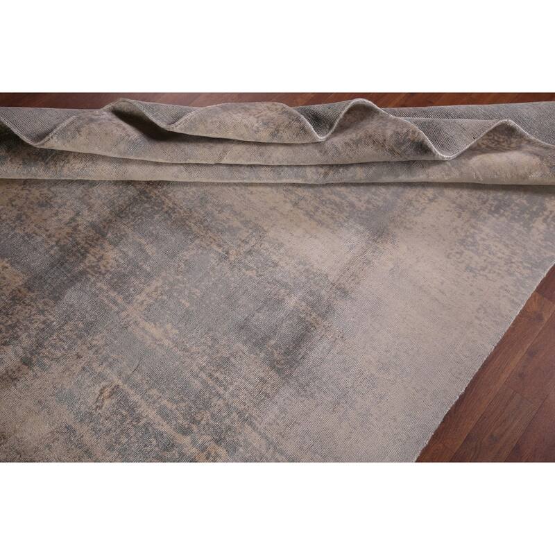 Abstract Indian Area Rug Hand-Knotted Wool Carpet - 5'8"x 7'10"