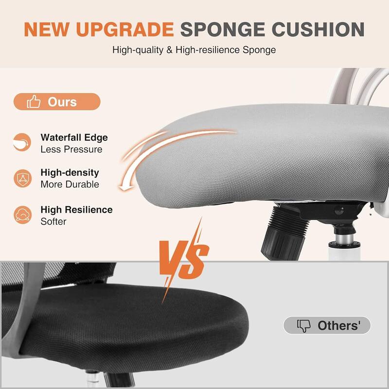 Office Computer Desk Chair, Ergonomic High-Back Mesh Rolling Work Chairs with Wheels &Adjustable Headrests, Comfy Flip-up Arms