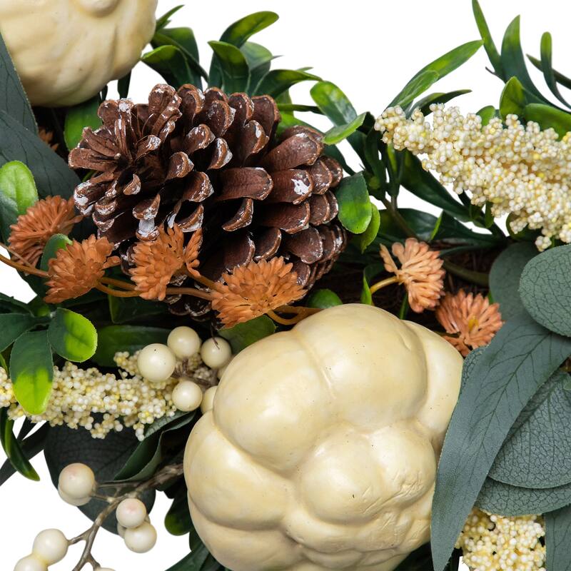 Gourds and Pinecones Artificial Fall Harvest Wreath - 24"
