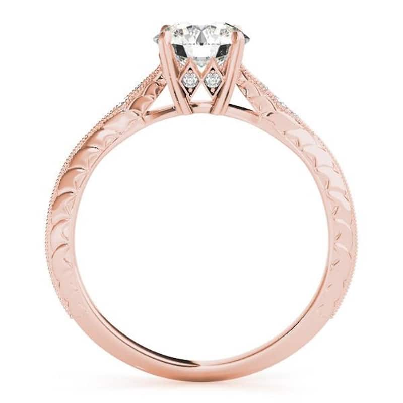 Auriya 14k Gold 1/2ct Vintage Moissanite and Diamond Engagement Ring 1/10ct TW