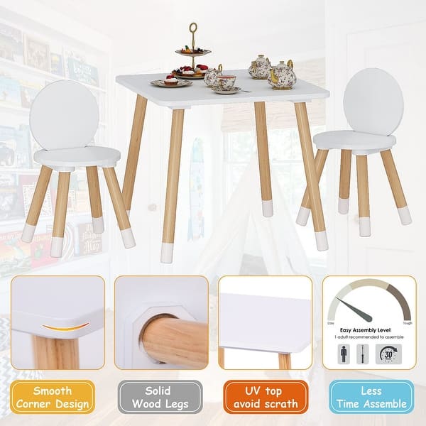 slide 2 of 5, 18"H Kids Table with 2 Chairs Set for Toddlers, Boys, Girls, 3 Piece Set - N/A White