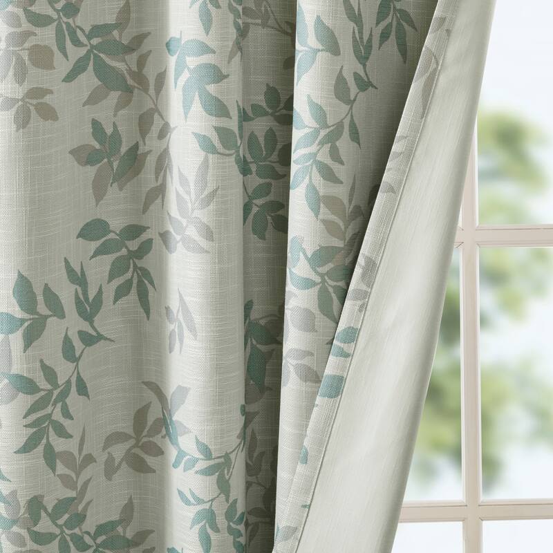 SunSmart April SIngle Printed Botanical Blackout Curtain Panel